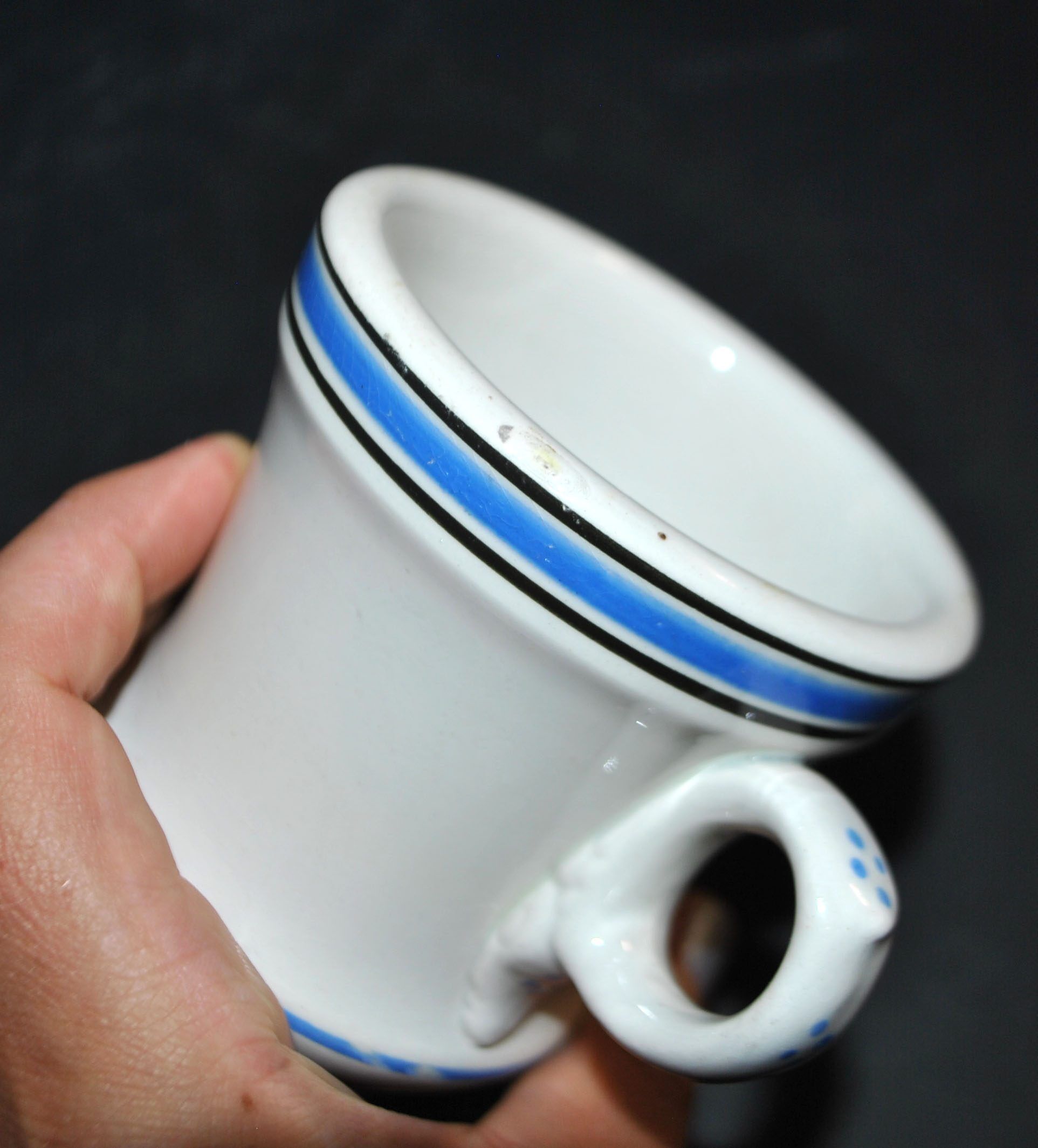 Sarreguemines coffee cups brulot in opaque china bistro.
