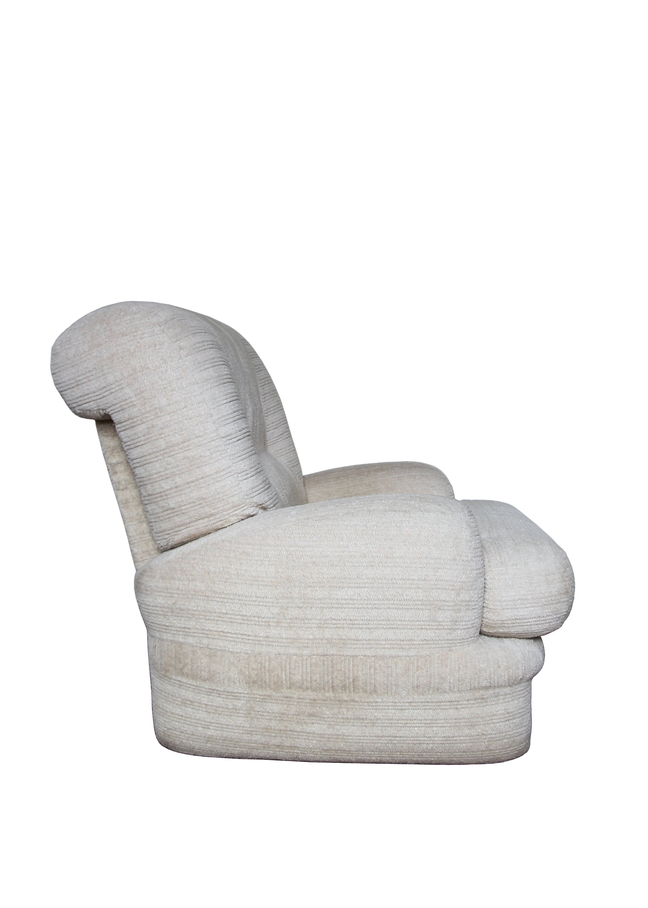 Pair of vintage armchairs in cream corduroy