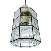 Pair of pendant lamps vintage limburg, glass & brass, 70s