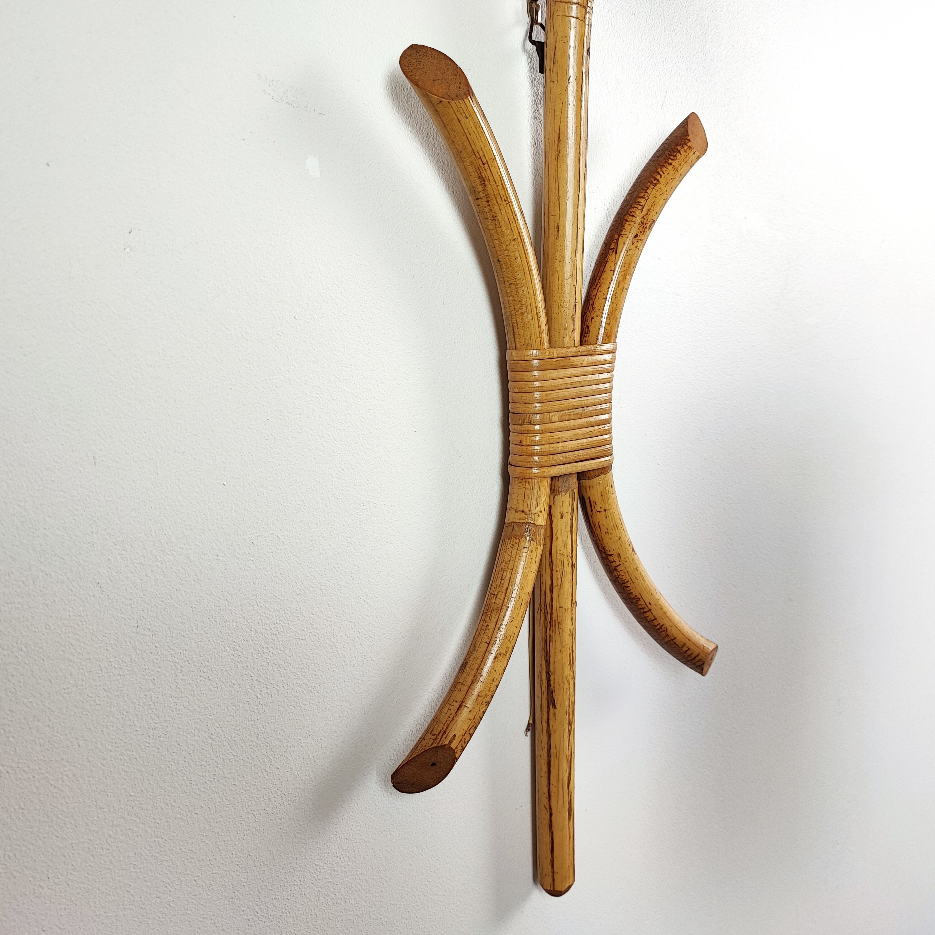 Rattan and bamboo wall lamp XL