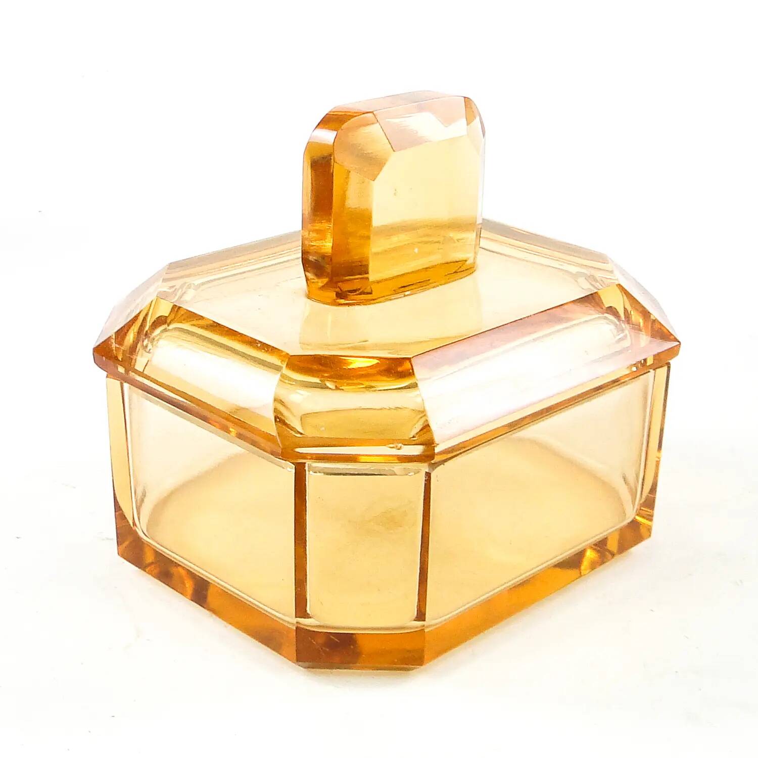 Bonbonnière Art Déco, cristal, Moser, Tchécoslovaquie, années 1930