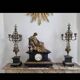 Antique bronze clock signed fireplace