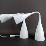 Pair of Vintage Design Lamps in White Enameled Sheet Metal, circa 1970