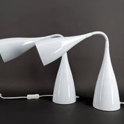 Pair of Vintage Design Lamps in White Enameled Sheet Metal, circa 1970