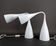 Pair of Vintage Design Lamps in White Enameled Sheet Metal, circa 1970
