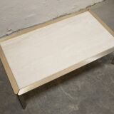 Vintage coffee table in travertine and brass