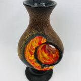 Walter Gerhards vintage vase in orange and brown fat lava, 1960