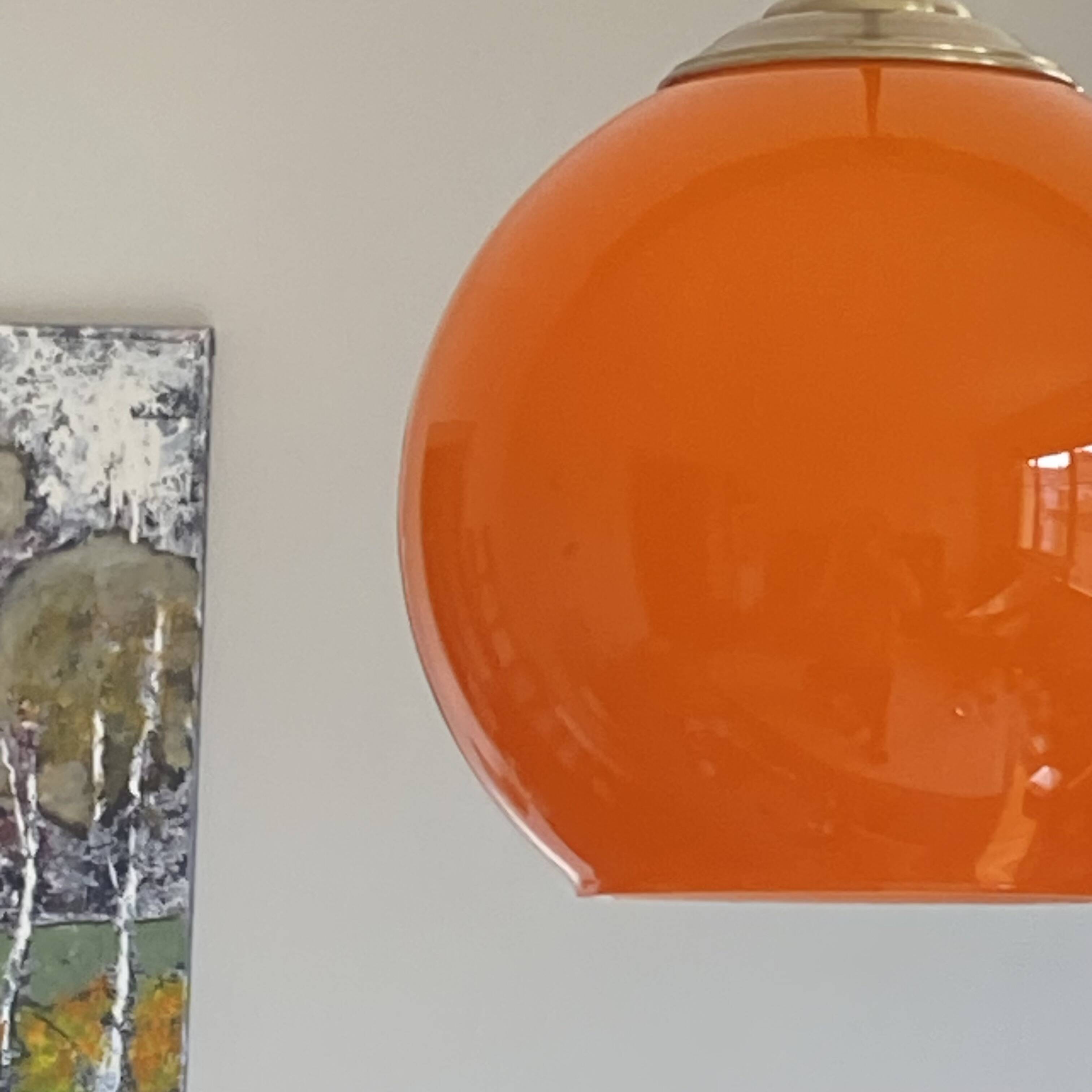 Vintage orange opaline glass pendant light globe
