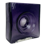 Vase Diabolo signé Christian Tortu, verre soufflé violet
