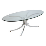 Coffee Table Chrome Spider Legs and Glass 1970s Italy