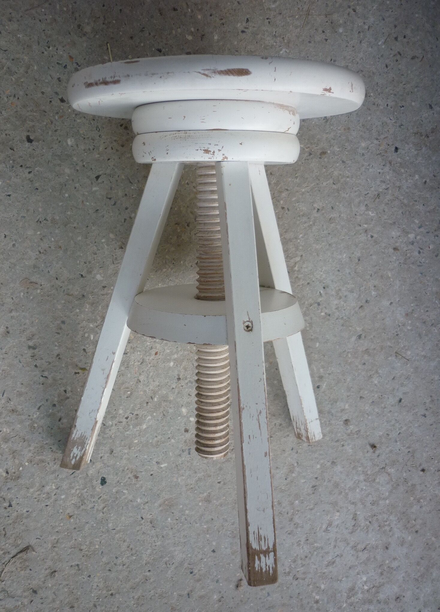 Wooden white screw stool