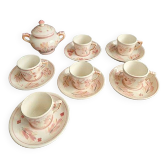 HB Quimper coffee service pink and orange vintage