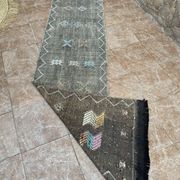 Moroccan silk hallway rug with cactus pattern: handwoven