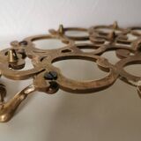 Trivet, tray with openwork brass handles, apple patterns, 70s
