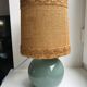 Table lamp with feet in water green opaline and woven lampshade 60s-70s