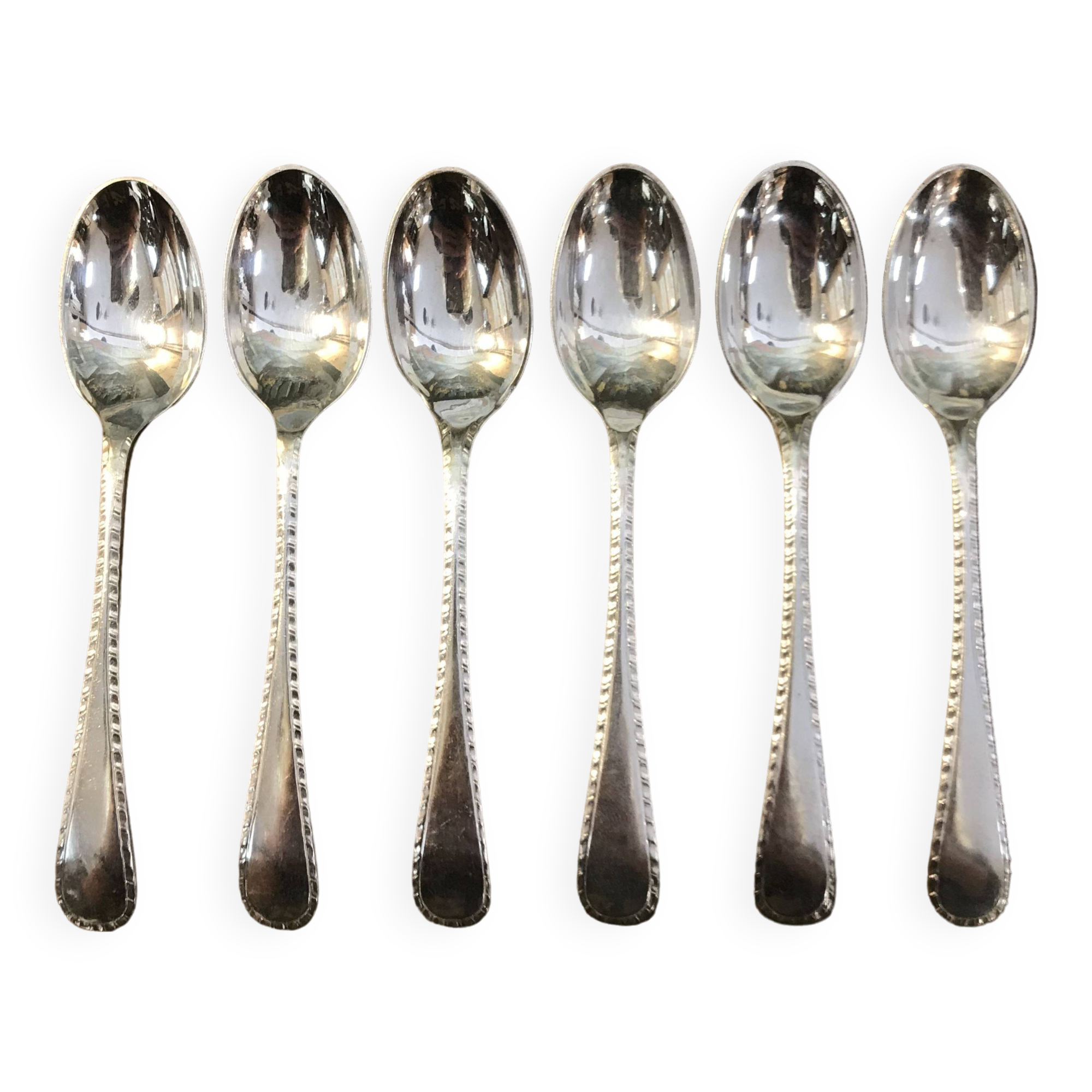 Set of 6 silver plated English teaspoons