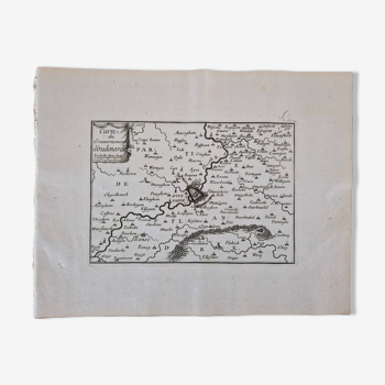 Gravure sur cuivre XVIIème siècle  "Carte du gouvernement d'Oudenarde"  Par Pontault de Beaulieu