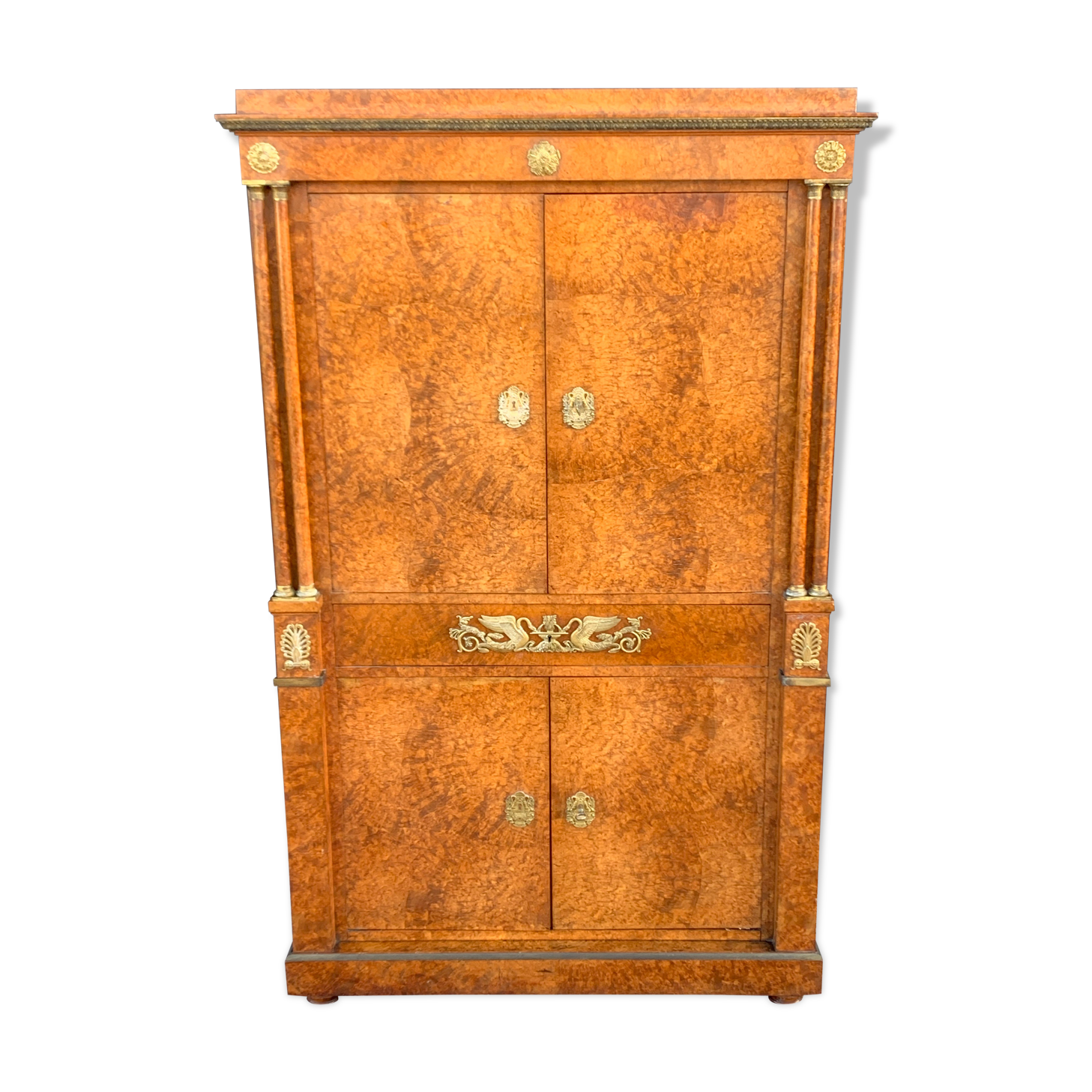 Secretary cabinet in amboine magnifying glass