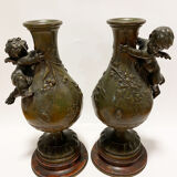 Pair of bronze vases, Auguste Moreau (1834-1917)