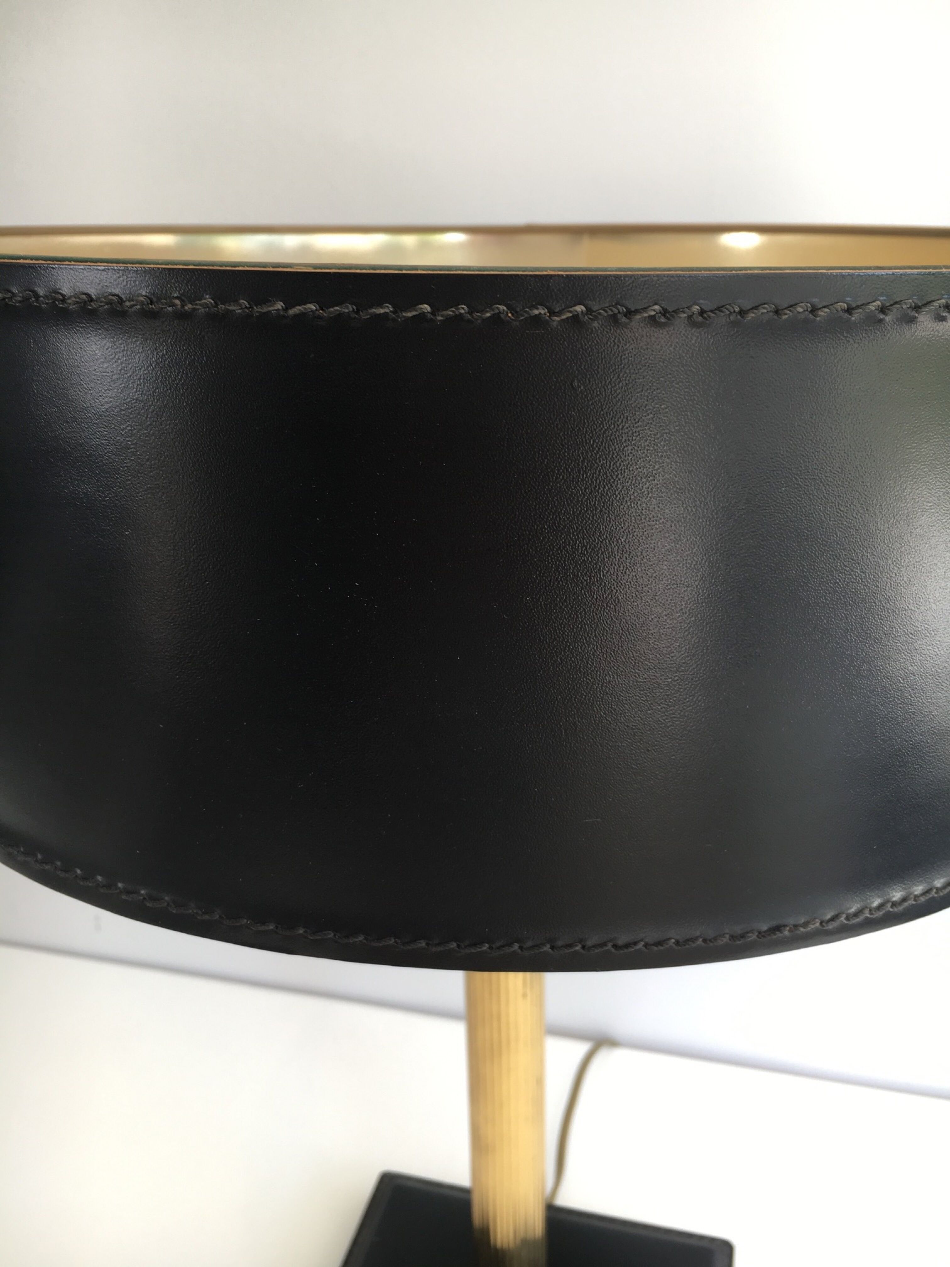 Leather and brass desk lamp
