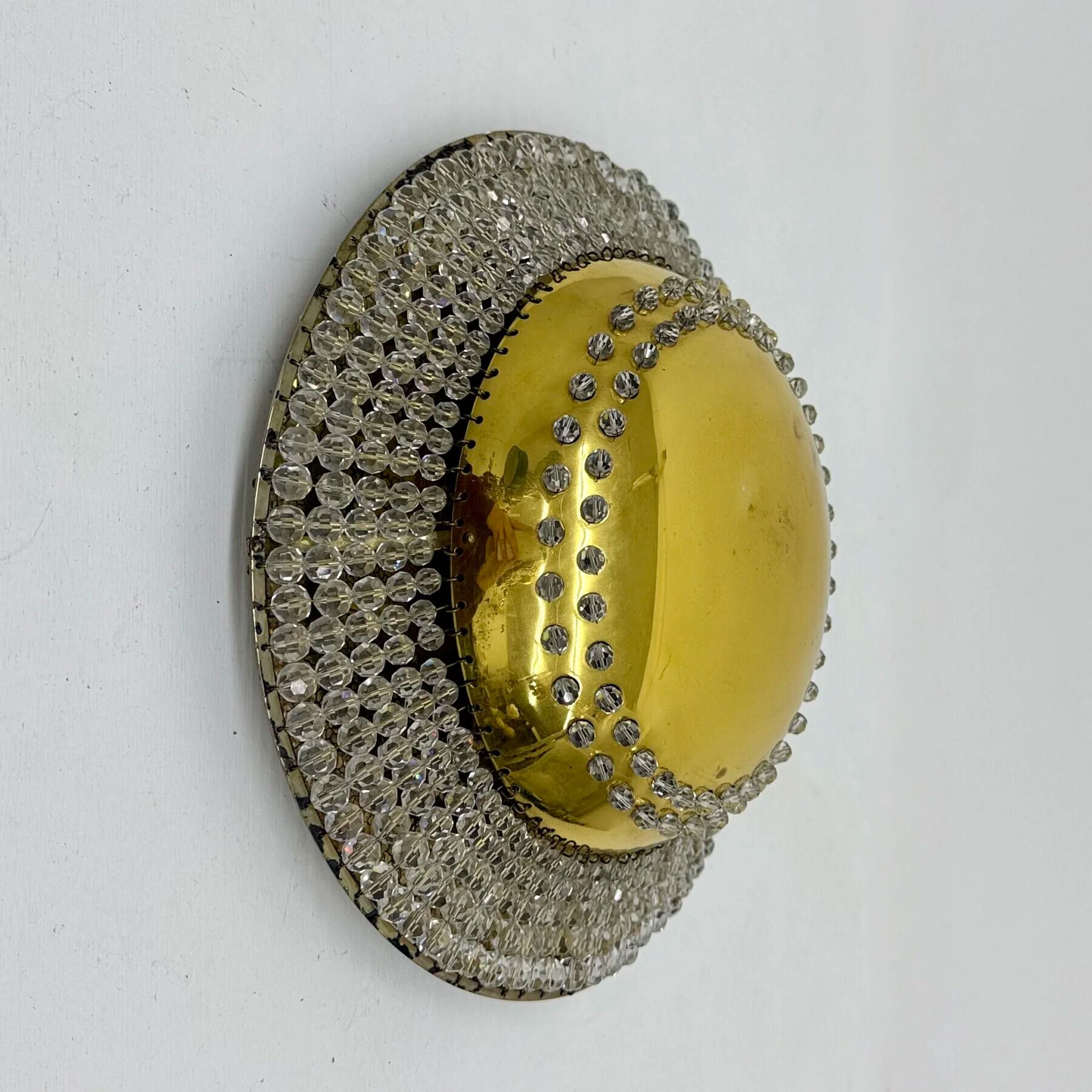 Unique modernist design crystal glass and brass wall light, Austria 1950s