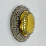 Unique modernist design crystal glass and brass wall light, Austria 1950s