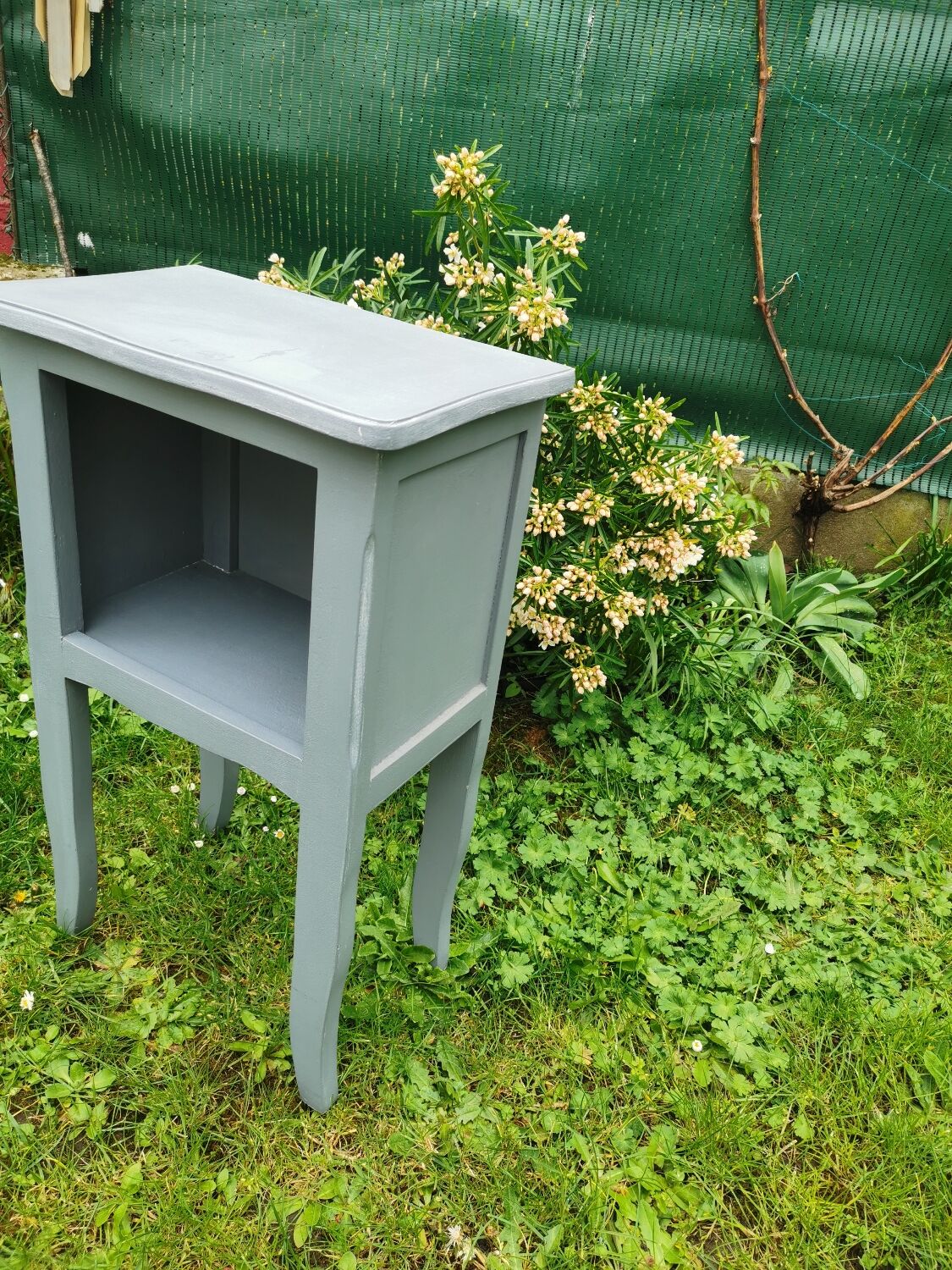 Gray bedside table