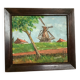 Small landscape painting of a mill, oil on panel, signed.