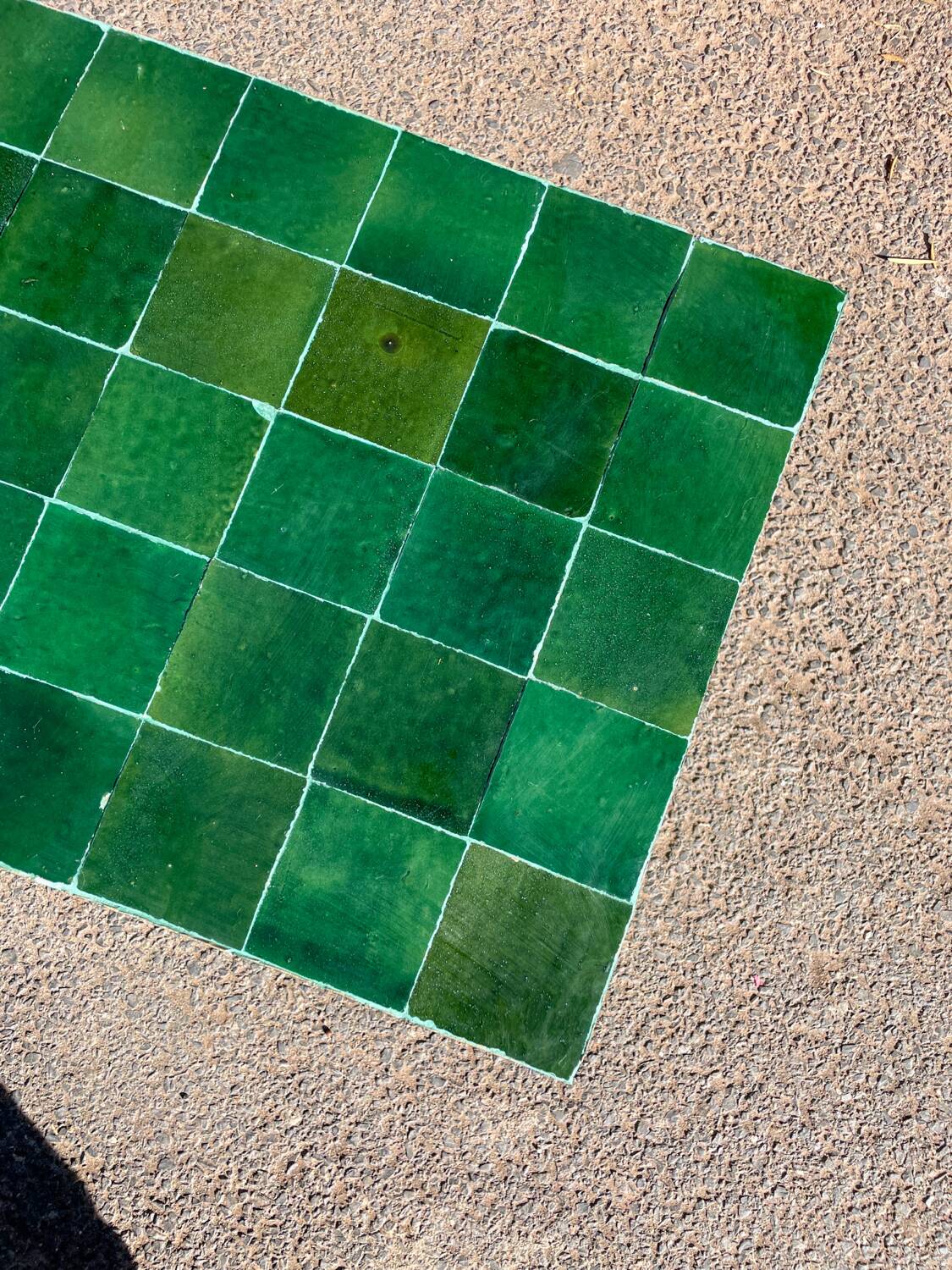 Bottle green modern Zellige coffee table