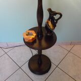 Wooden 1960s lamppost with large lampshade