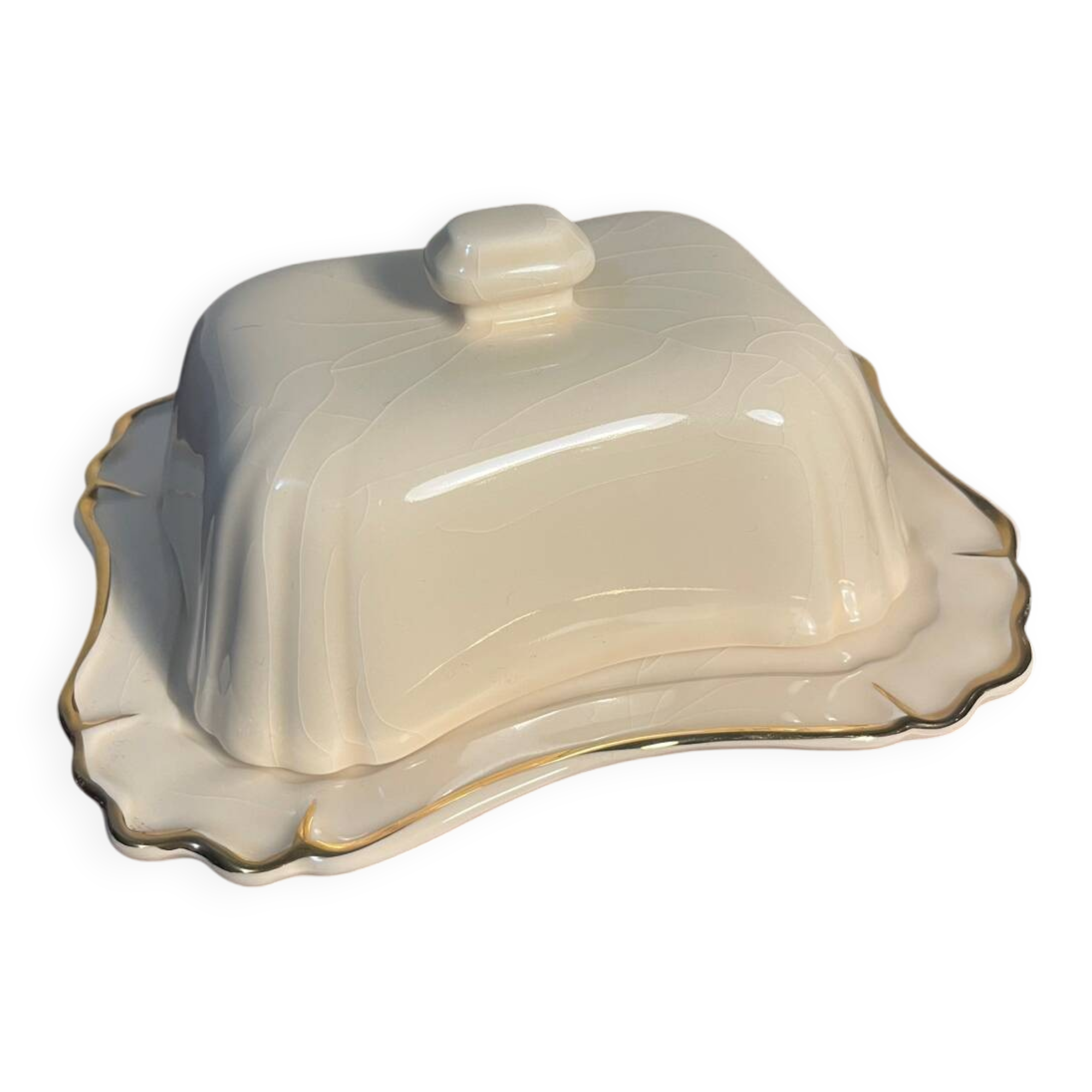 Bruno Evrard France crackle porcelain butter dish