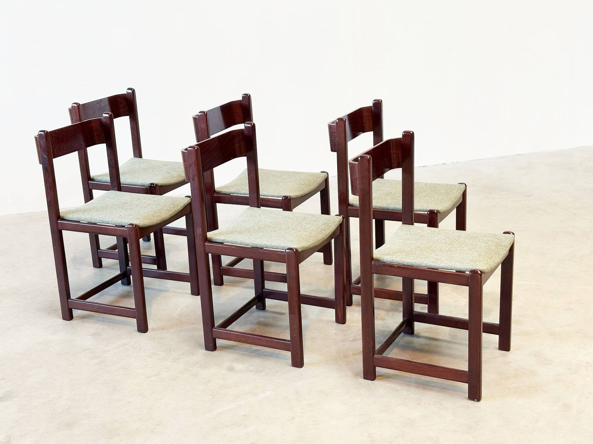 Set of six Italian dining chairs