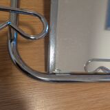 Coat rack with 4 hooks, mirror, chrome metal