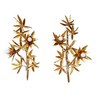 Large pair of brass wall sconces, Maison Jansen, 1960-70