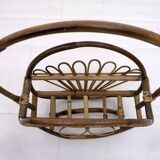 Mid-Century Modern Italian Rattan Bamboo Magazine Rack Stand, 1960s