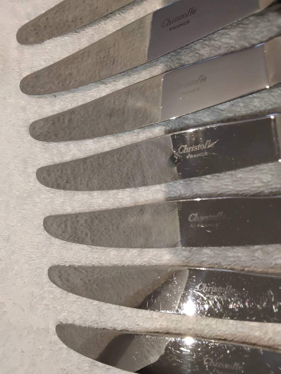 12 silver plated table knives, Christofle goldsmith, Marly model