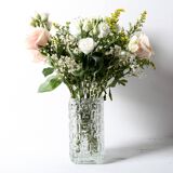 Vintage Clear Pressed Glass Vase Taalari by Tamara Aladin / Finland / 1969