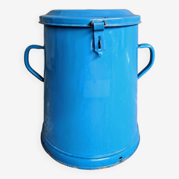 Ancien seau émaillé pot à graisse XXL seau à déchets bleu