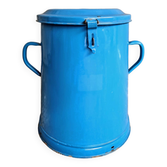 Old enamel bucket grease pot XXL blue waste bucket