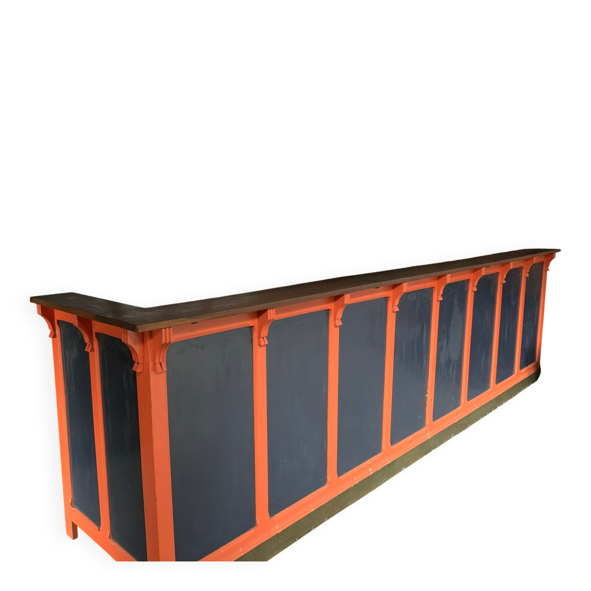 Old bar counter with glasswork
