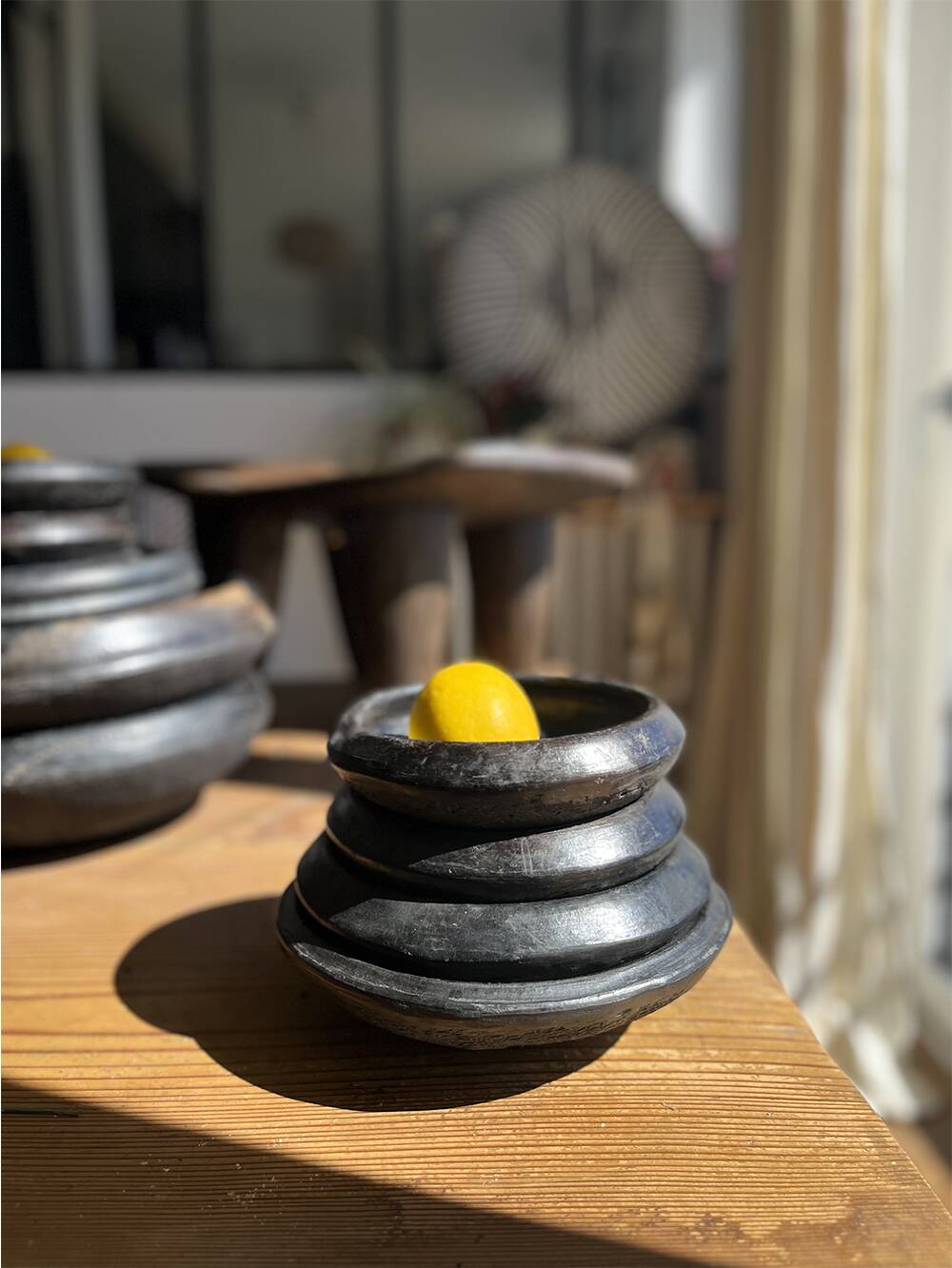 Abron "Kânâh" smoked terracotta bowl duo Ø 15-17 cm | Artisanat A