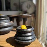 Abron "Kânâh" smoked terracotta bowl duo Ø 15-17 cm | Artisanat A