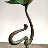 Set of four organically shaped bronze candlesticks in Art Nouveau style