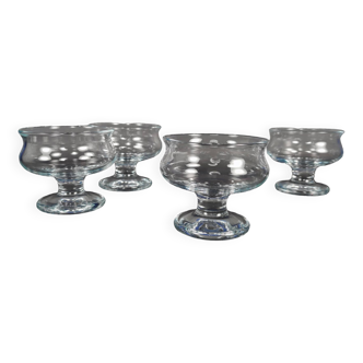 Set Of 4 1970s Danish Holmegaard Art Deco ‘‘Tivoli’ Dessert / Sherbert Glasses