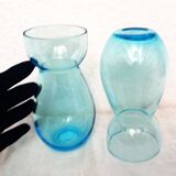 Vase à jacinthe bleu x 2