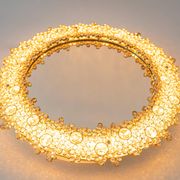 Spectacular backlit mirror in gilded brass and crystal glass by Palwa, Germany.