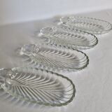 Set of four vintage "Banana Split" ice cream cups in the shape of a palm leaf, 22 cm