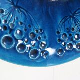 Danish mid-century blue turquoise large ceramic plate by H.A. Kahler