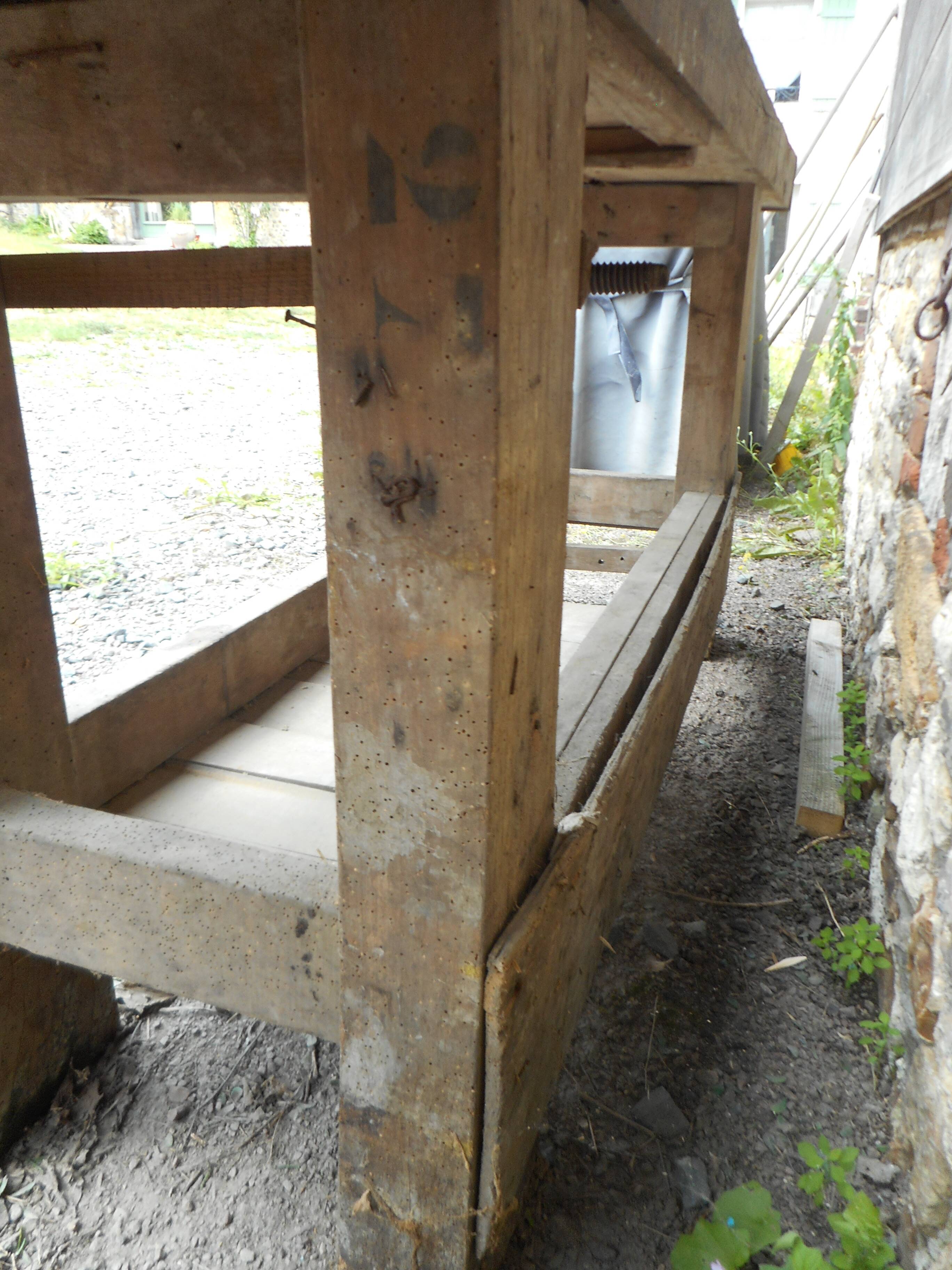 Old oak carpenter's workbench