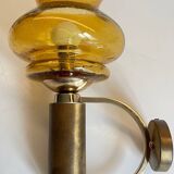 Vintage bubble glass brass applique